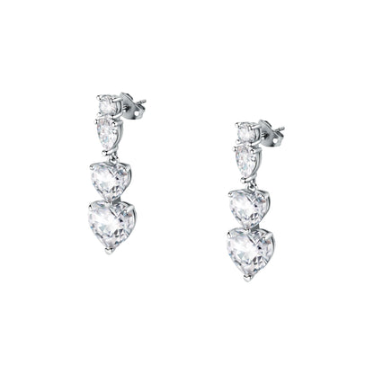Chiara Ferragni Diamond Heart White Tri-stone Earrings