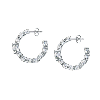Chiara Ferragni Diamond Heart White Heart Hoop Earrings