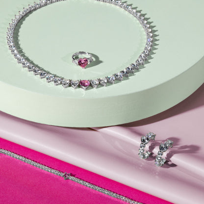 Chiara Ferragni Diamond Heart White Heart Hoop Earrings