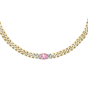 Chiara Ferragni Chain Collection Pink Stone Gold Necklace