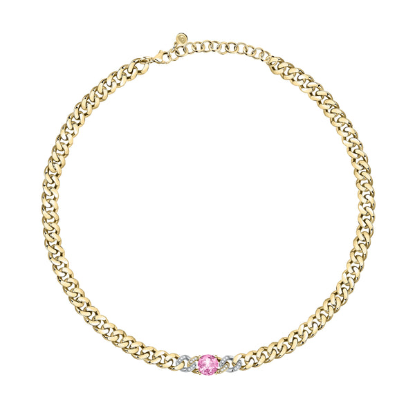 Chiara Ferragni Chain Collection Pink Stone Gold Necklace