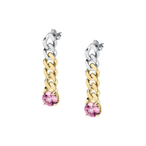 Chiara Ferragni Chain Collection Pink Stone Gold Earrings