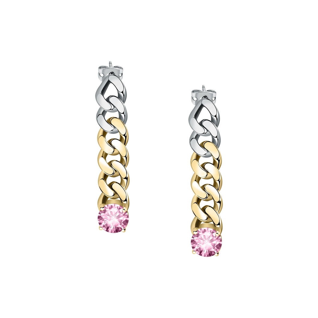 Chiara Ferragni Chain Collection Pink Stone Gold Earrings