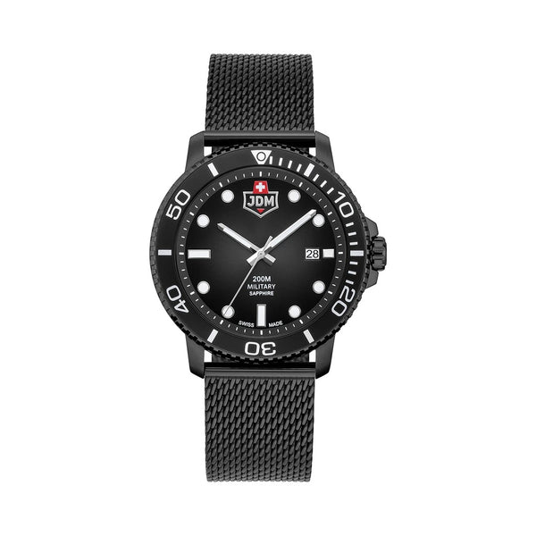 JDM Military Tango Black Steel Mesh Watch