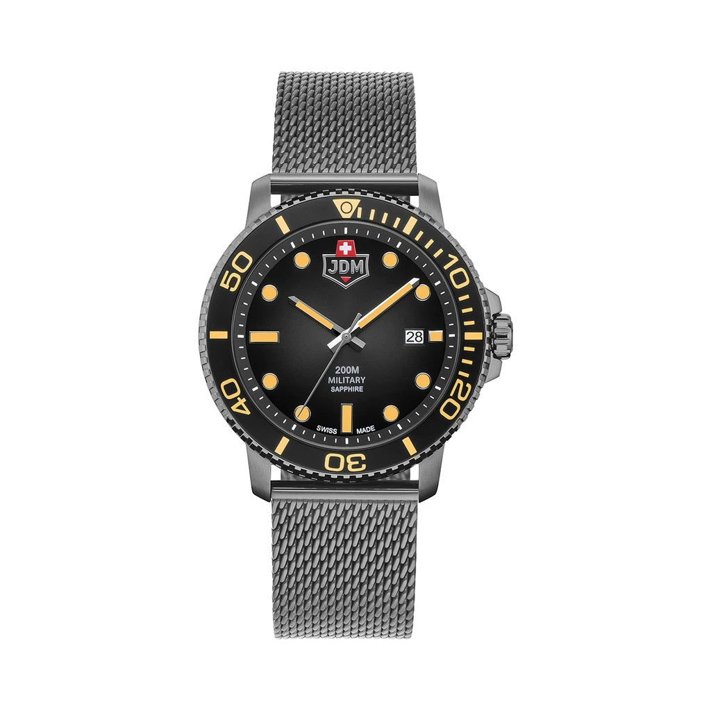 JDM Military Tango Silver Grey Mesh Watch