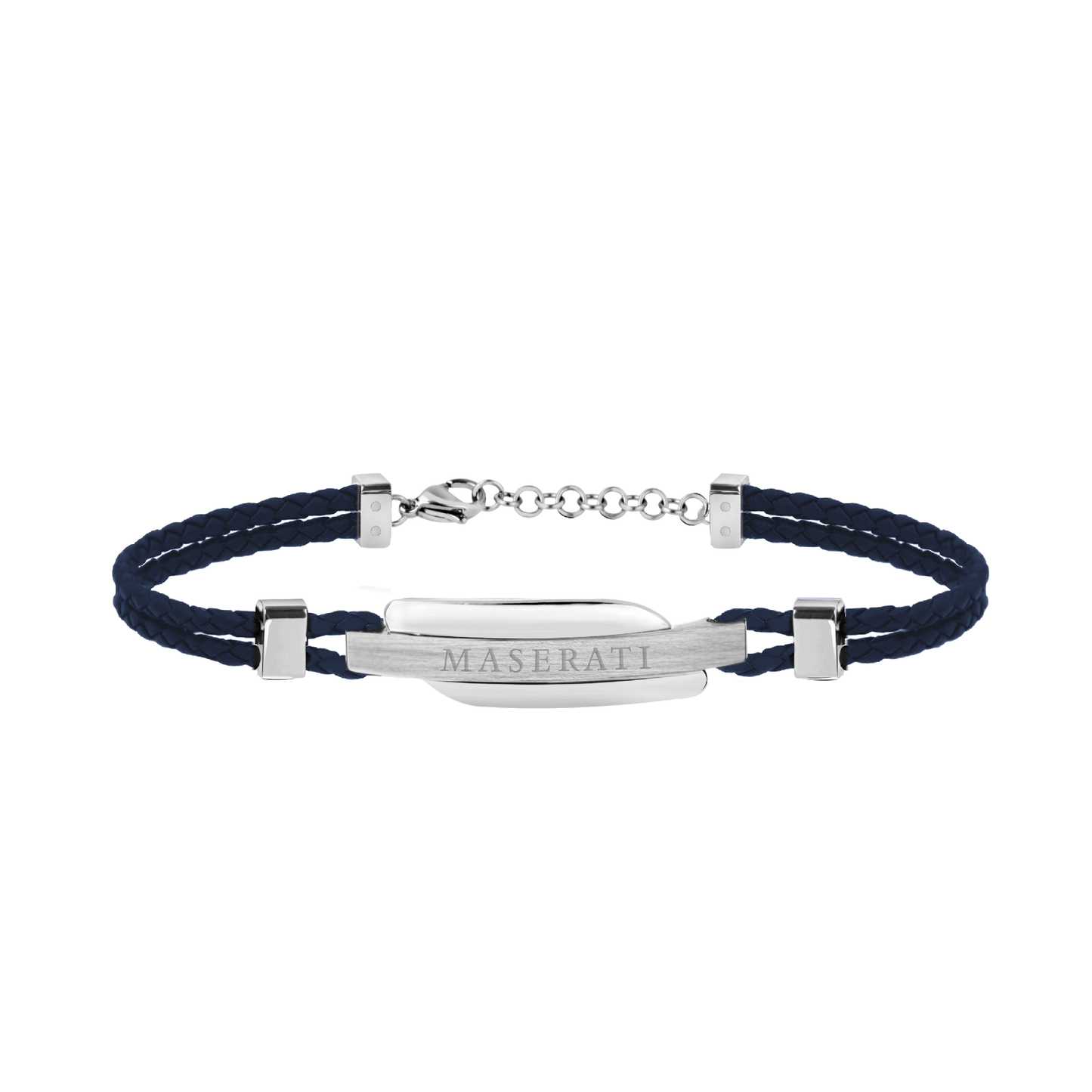 Maserati Signature Men's Blue Leather Bracelet