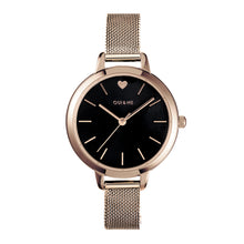 Load image into Gallery viewer, Oui&amp;Me Petite Amourette Black Dial Rose Gold Mesh Watch