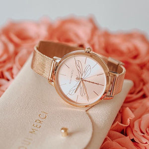 Oui&Me Grande Amourette 38mm Rose Gold Dragonfly Watch