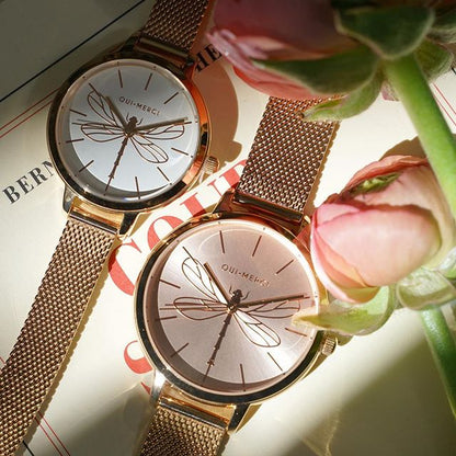 Oui&Me Grande Amourette 38mm Rose Gold Dragonfly Watch