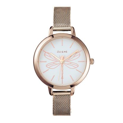 Oui&Me Petite Amourette Dragonfly Rose Gold Mesh Watch