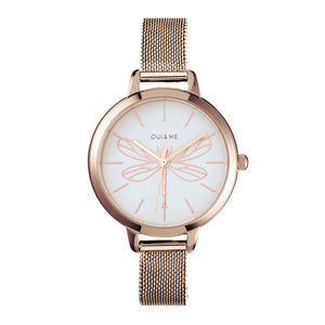 Oui&Me Petite Amourette Dragonfly Rose Gold Mesh Watch