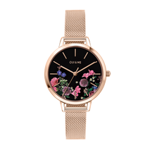 Load image into Gallery viewer, Oui&amp;Me Fleurette Real Flowers 34mm Rose Gold Flower Dial Watch