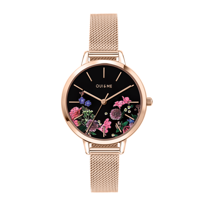 Oui&Me Fleurette Real Flowers 34mm Rose Gold Flower Dial Watch