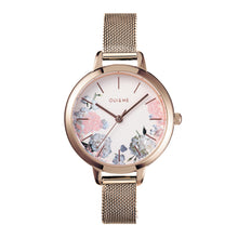 Load image into Gallery viewer, Oui&amp;Me Petite Fleurette 32mm Floral Rose Gold Mesh Watch