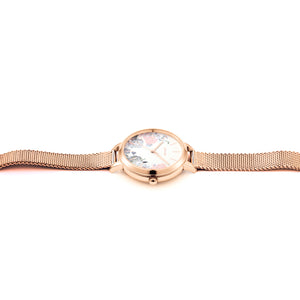 Oui&Me Petite Fleurette 32mm Floral Rose Gold Mesh Watch