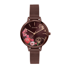 Oui&Me Fleurette Real Flowers 34mm Burgundy Watch