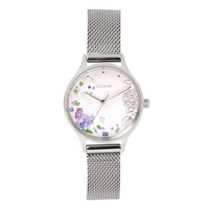 Oui&Me Minette Floral Silver Mesh Watch