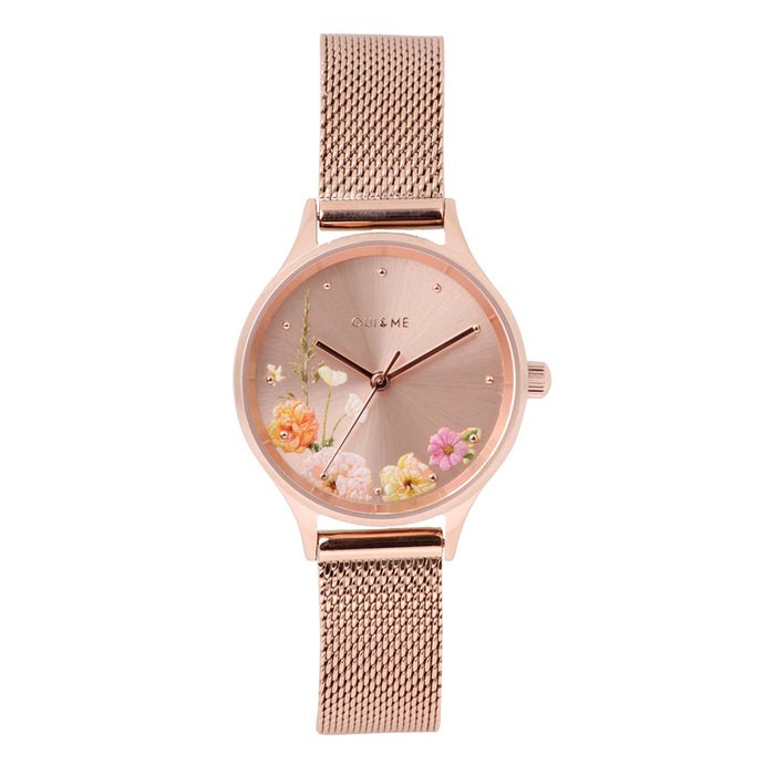 Oui&Me Minette Rose Gold Milanese Mesh Watch