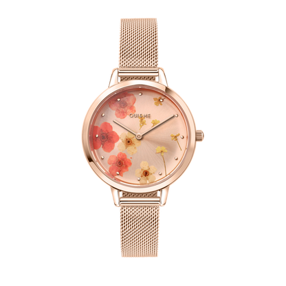 Oui&Me Fleurette Real Flowers 34mm Rose Gold Floral Dial Watch
