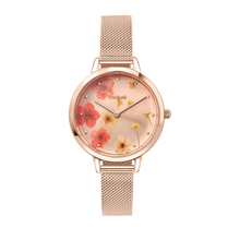 Load image into Gallery viewer, Oui&amp;Me Fleurette Real Flowers 34mm Rose Gold Floral Dial Watch