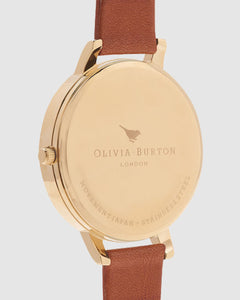 Olivia Burton Big Dial Gold Case Tan Watch