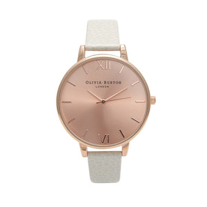 Olivia Burton Big Dial Rose Gold Case White Watch