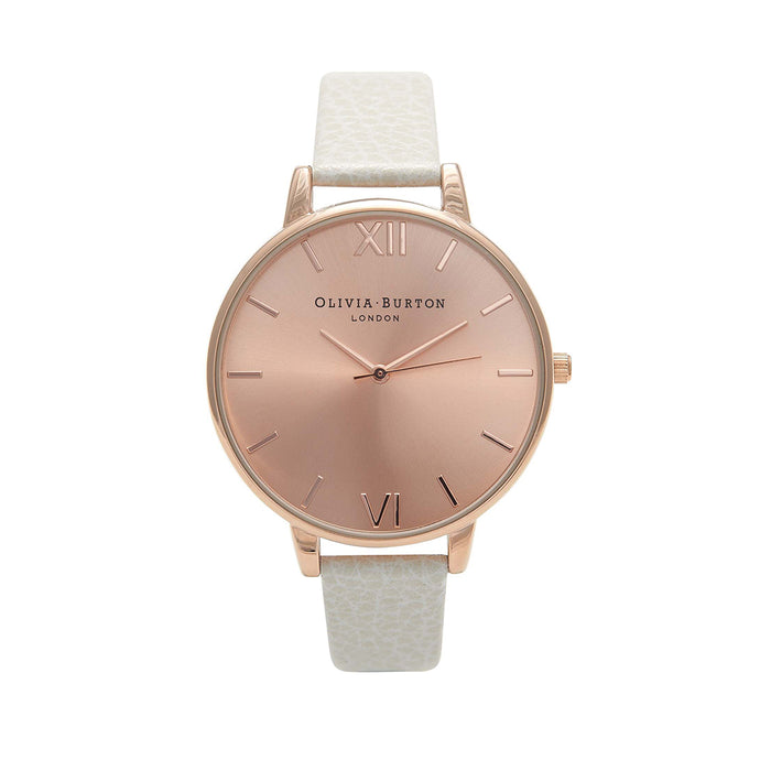 Olivia Burton Big Dial Rose Gold Case White Watch