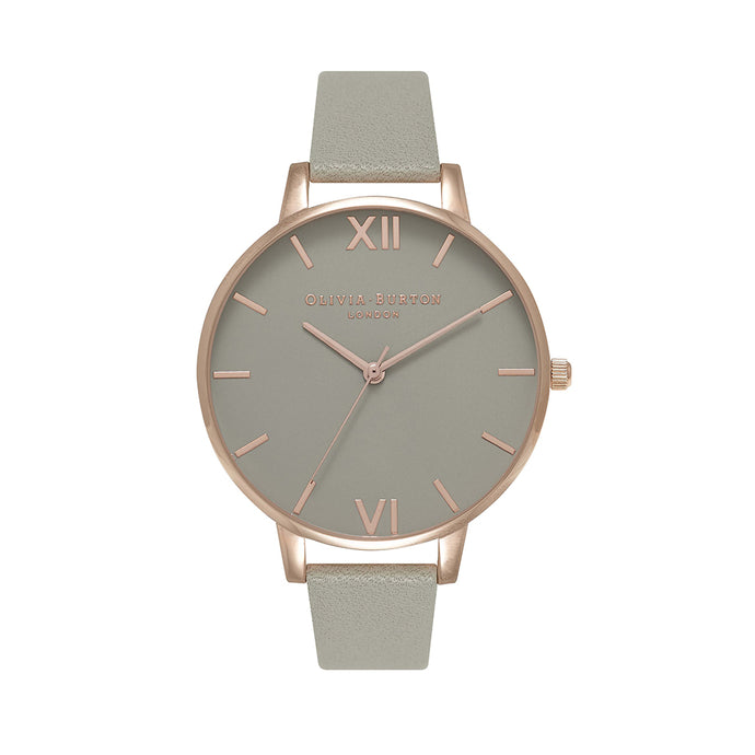 Olivia Burton Big Dial Rose Gold Case Grey Watch