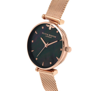 Olivia Burton Queen Bee Rose Gold Mesh Watch