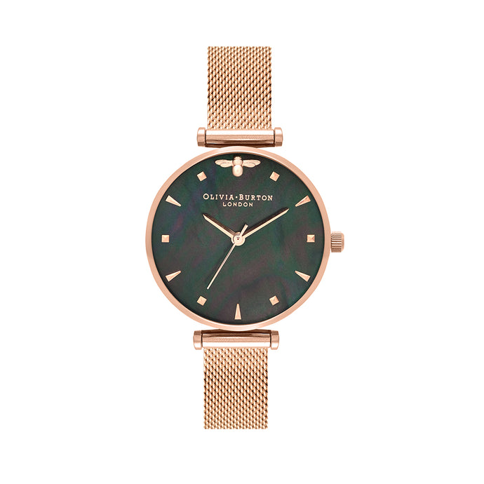 Olivia Burton Queen Bee Rose Gold Mesh Watch