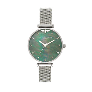 Olivia Burton Queen Bee Silver Mesh Watch