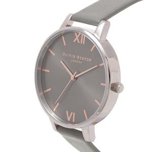 Olivia Burton Big Dial Silver Case Steel Grey Watch