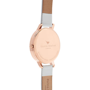 Olivia Burton Big Dial Rose Gold White Strap Watch