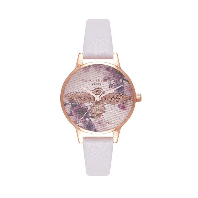 Olivia Burton Embroidered Dial Rose Gold Watch