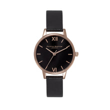 Load image into Gallery viewer, Olivia Burton Black Sunray Rose Gold Watch