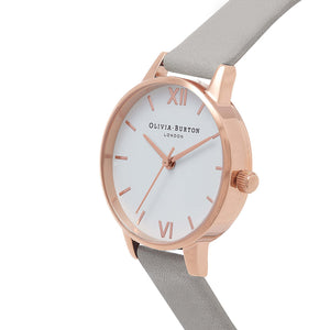 Olivia Burton White Dial Rose Gold Grey Watch