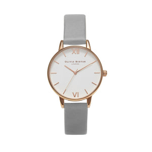 Olivia Burton White Dial Rose Gold Grey Watch