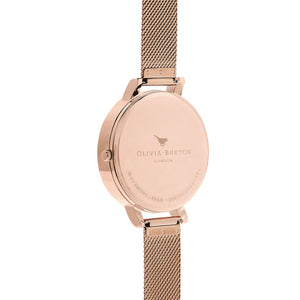 Olivia Burton Semi Precious Rose Gold Mesh Watch