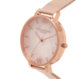 Olivia Burton Semi Precious Rose Gold Mesh Watch