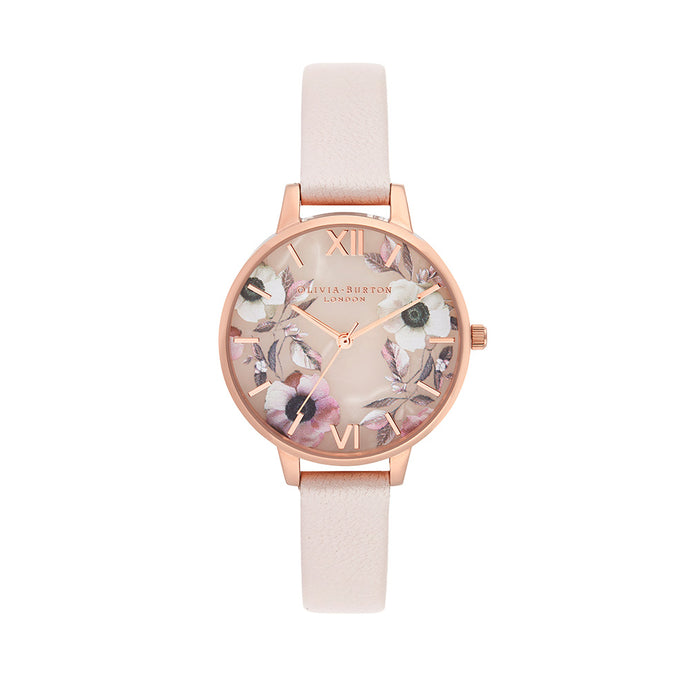 Olivia Burton Semi Precious Rose Gold Pearl Pink Watch