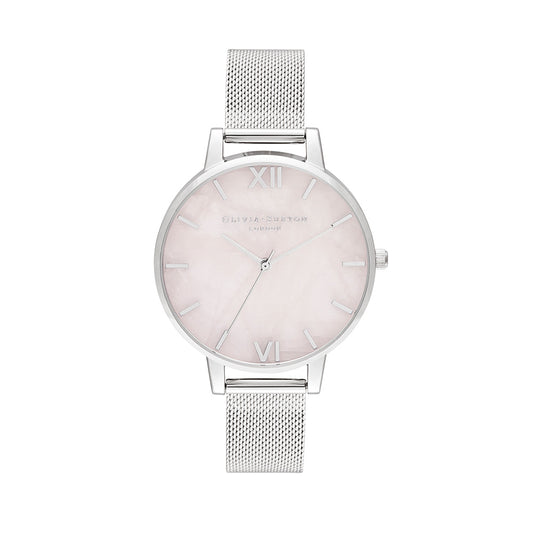Olivia Burton Semi Precious Silver Mesh Watch