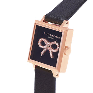 Olivia Burton Vintage Bow Rose Gold Black Watch
