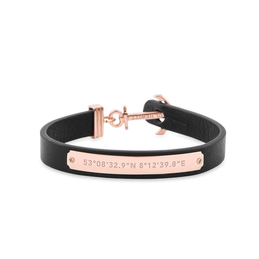 Paul Hewitt Signum Female Coordinates Rose Gold / Black Bracelet - S