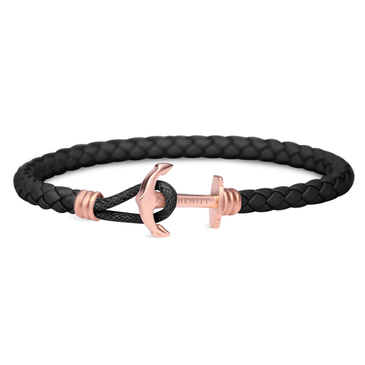 Paul Hewitt Phrep Lite Leather Rose Gold / Black Bracelet - M
