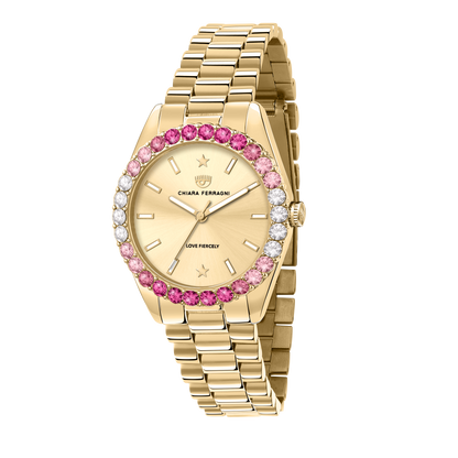 Chiara Ferragni Everyday Pink Zircon 34mm Gold Watch