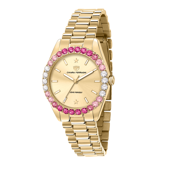 Chiara Ferragni Everyday Pink Zircon 34mm Gold Watch