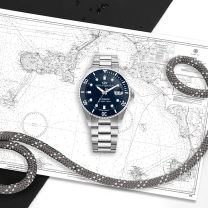 Philip Caribe Swiss Made Diving Automatic Blue Watch