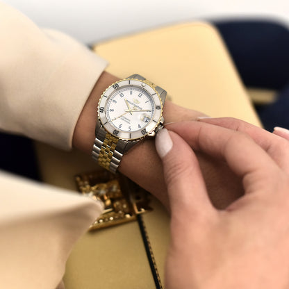 Philip Caribe Swiss Made Diving Two Tone Ladies Automatic Watch