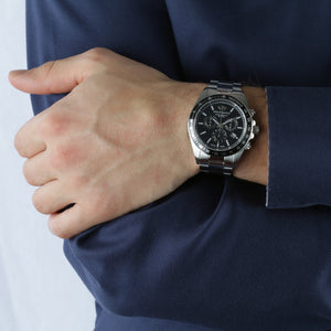 Philip Caribe Swiss Made Black Stainless Steel Bracelet Chronograph