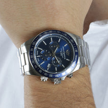 Load image into Gallery viewer, Philip Caribe Swiss Made Blue Sunray Silver Bracelet Chronograph